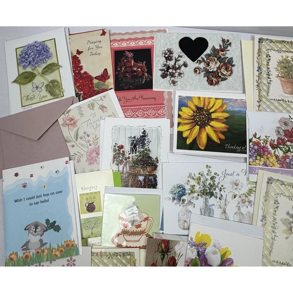 Floral Greeting Cards & Envelopes Birthday All Occasion‎ Get Well Blank NOS 50+